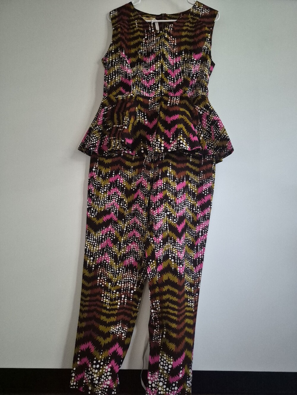 AFRIPRIDE African Print 2 Piece Set Peplum Top Pants Ankara Dashiki